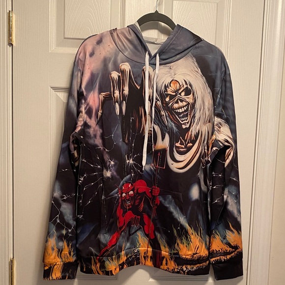 unbranded Other - Graphic Hoodie with Skeleton and Flames…size M
